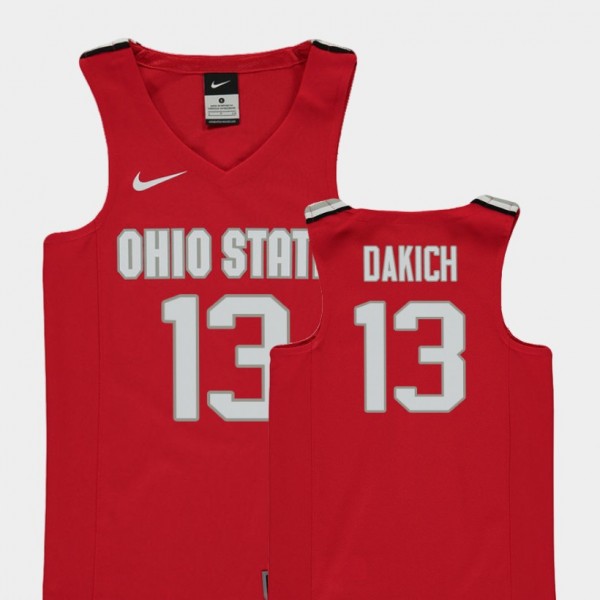 Ohio State Buckeyes Andrew Dakich Youth #13 Red College Basketball Jersey 2404RQQZ4